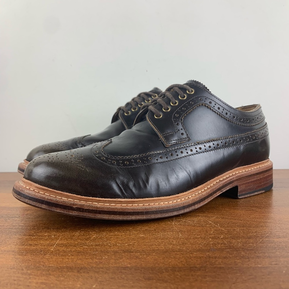 GRENSON Sid Brown Leather Brogue Wingtip Oxfords Shoes 5190 285 Mens Size 7.5 G